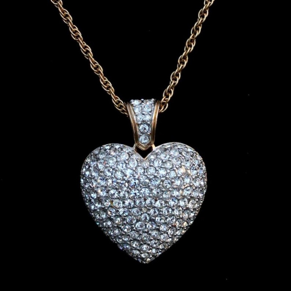Sparkling Heart Pendant Necklace in Gold and Silver